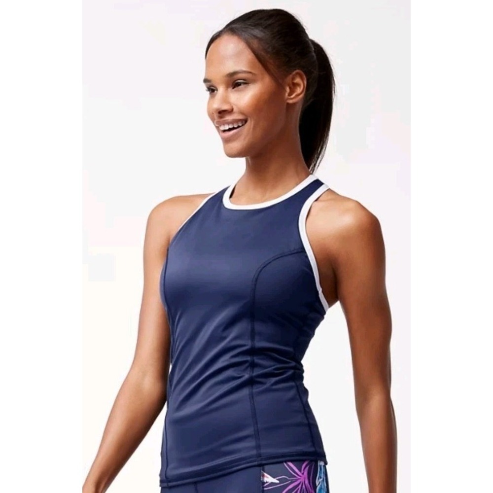 Tommy Bahama Women's M‎ Navy High Neck Active Racerback Tankini Top Beach